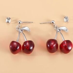 Cherry Red Dangle Earrings